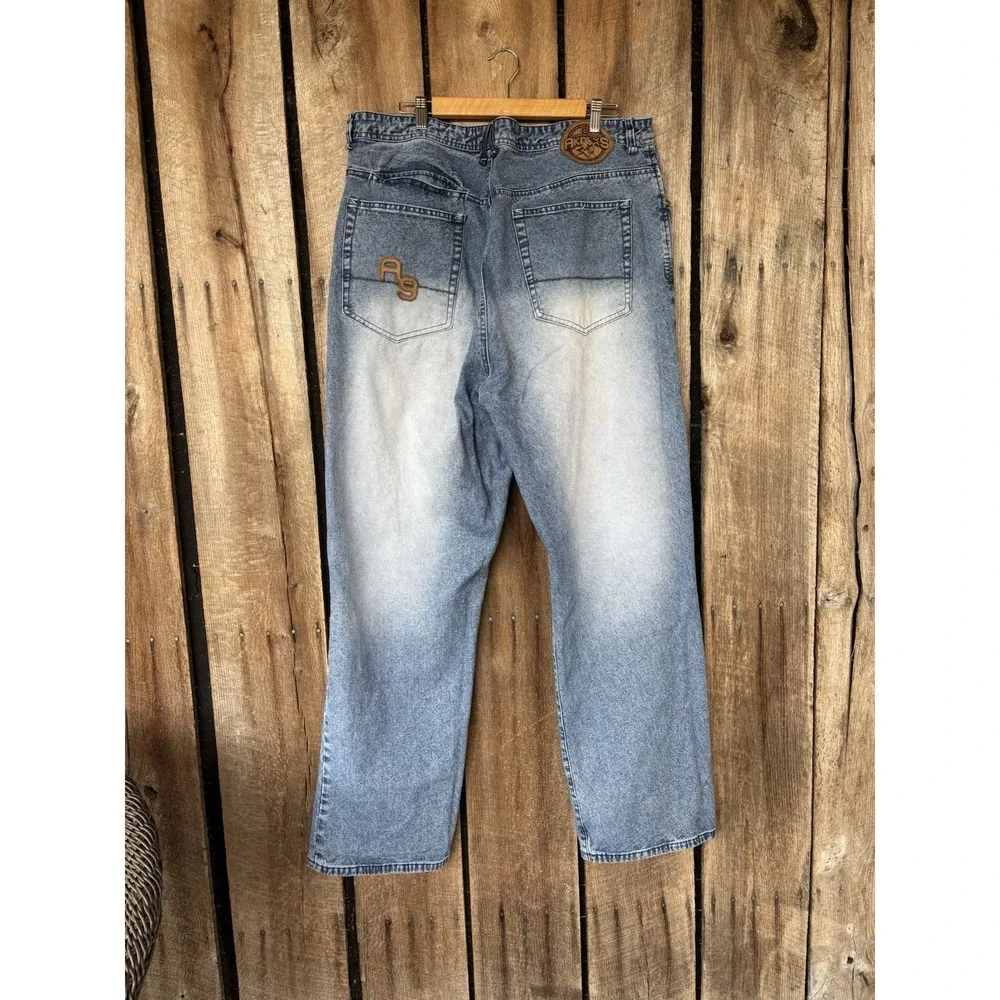 Akademiks Men's Jeans Sz 40 X 32 Relaxed‎ Fit Graphic Denim Y2K Streetwear Baggy